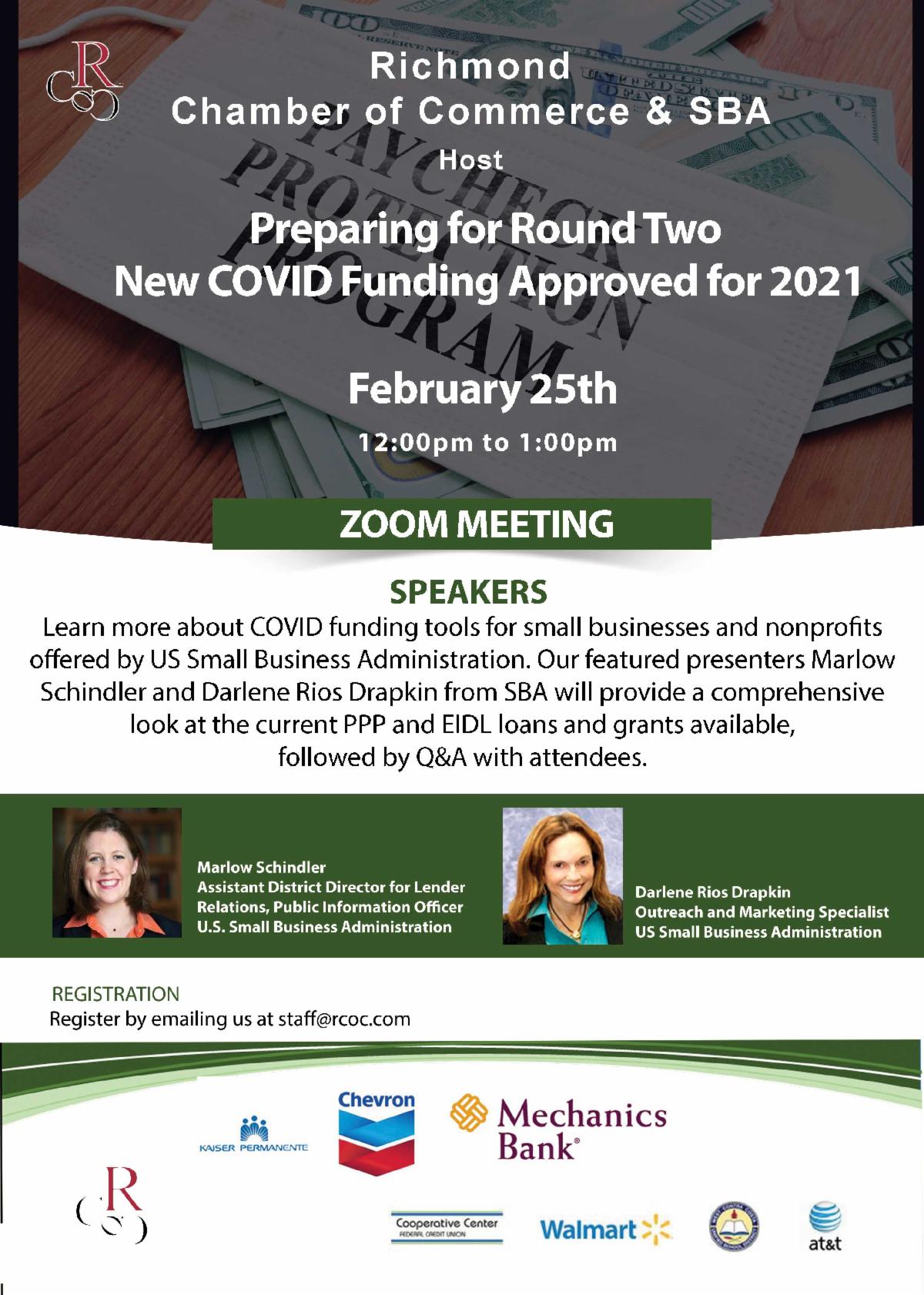 Workshop- Preparing for Round Two New COVID Funding Approved for 2021